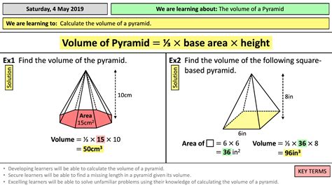 surface area of pyramid worksheet tes